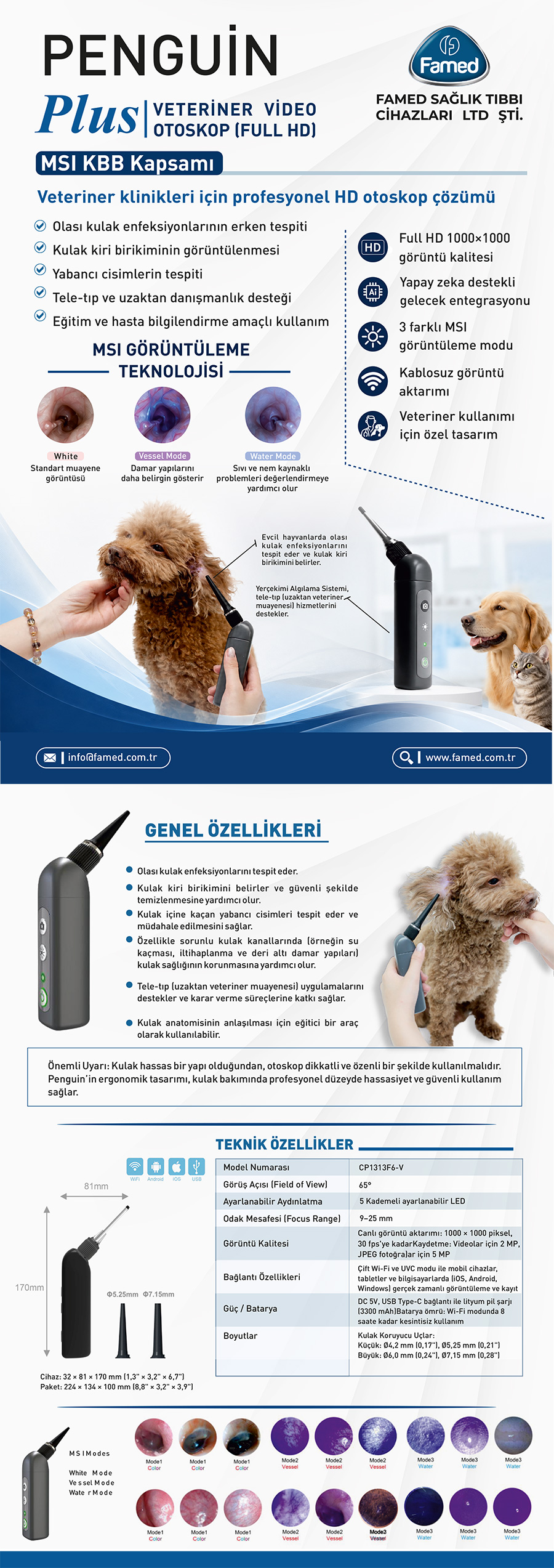 Veterinary Wireless Video Otoscope Device