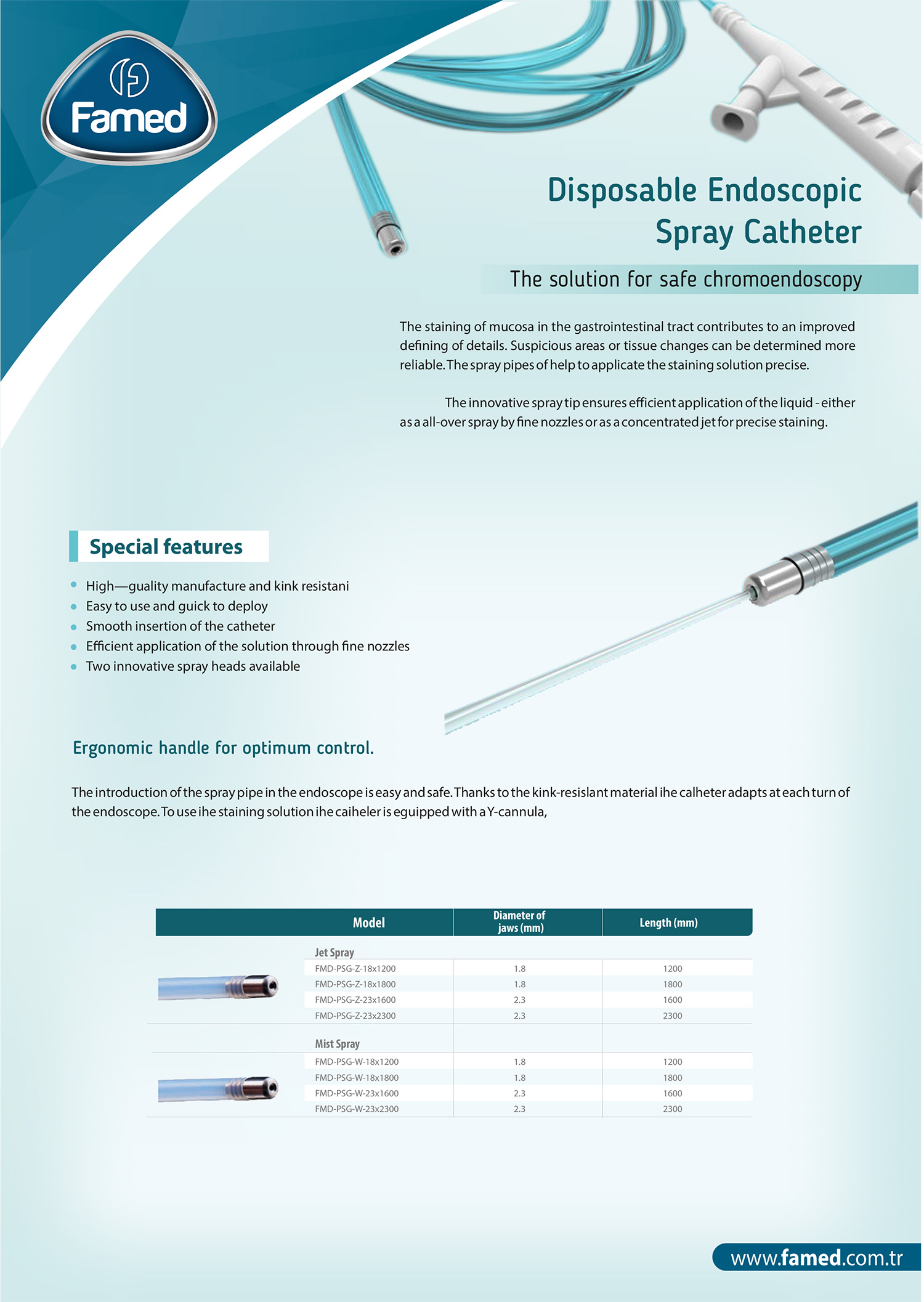 Disposable Endoscopic Spray Catheter