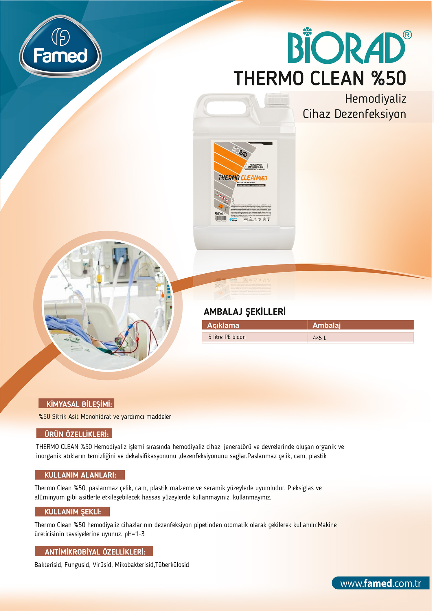 Hemodiyaliz Cihaz Dezenfektan Thermo Clean %50