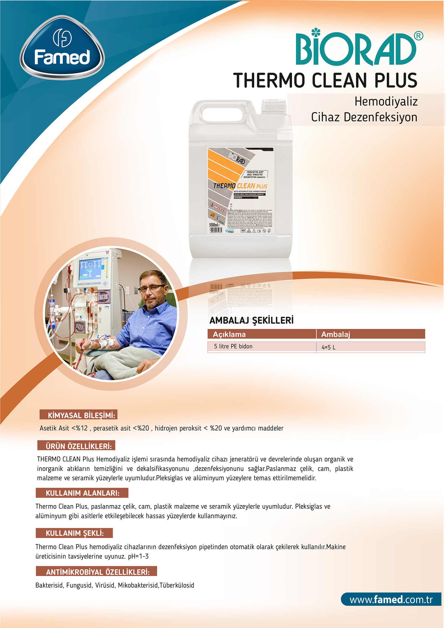Hemodiyaliz Cihaz Dezenfektan Thermo Clean Plus