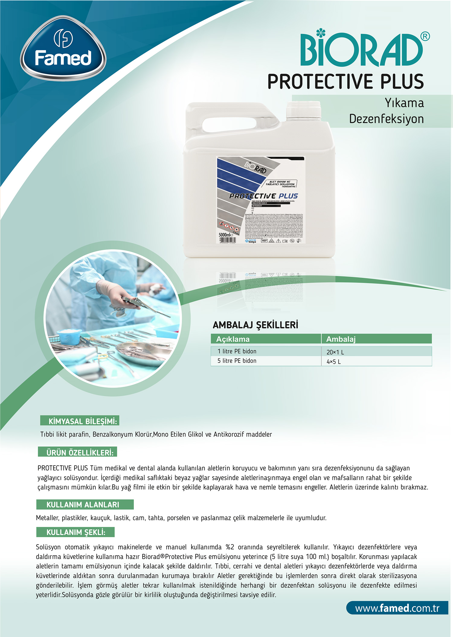 Cerrahi Alet Yıkama Makinesi Dezenfektan Protective Plus