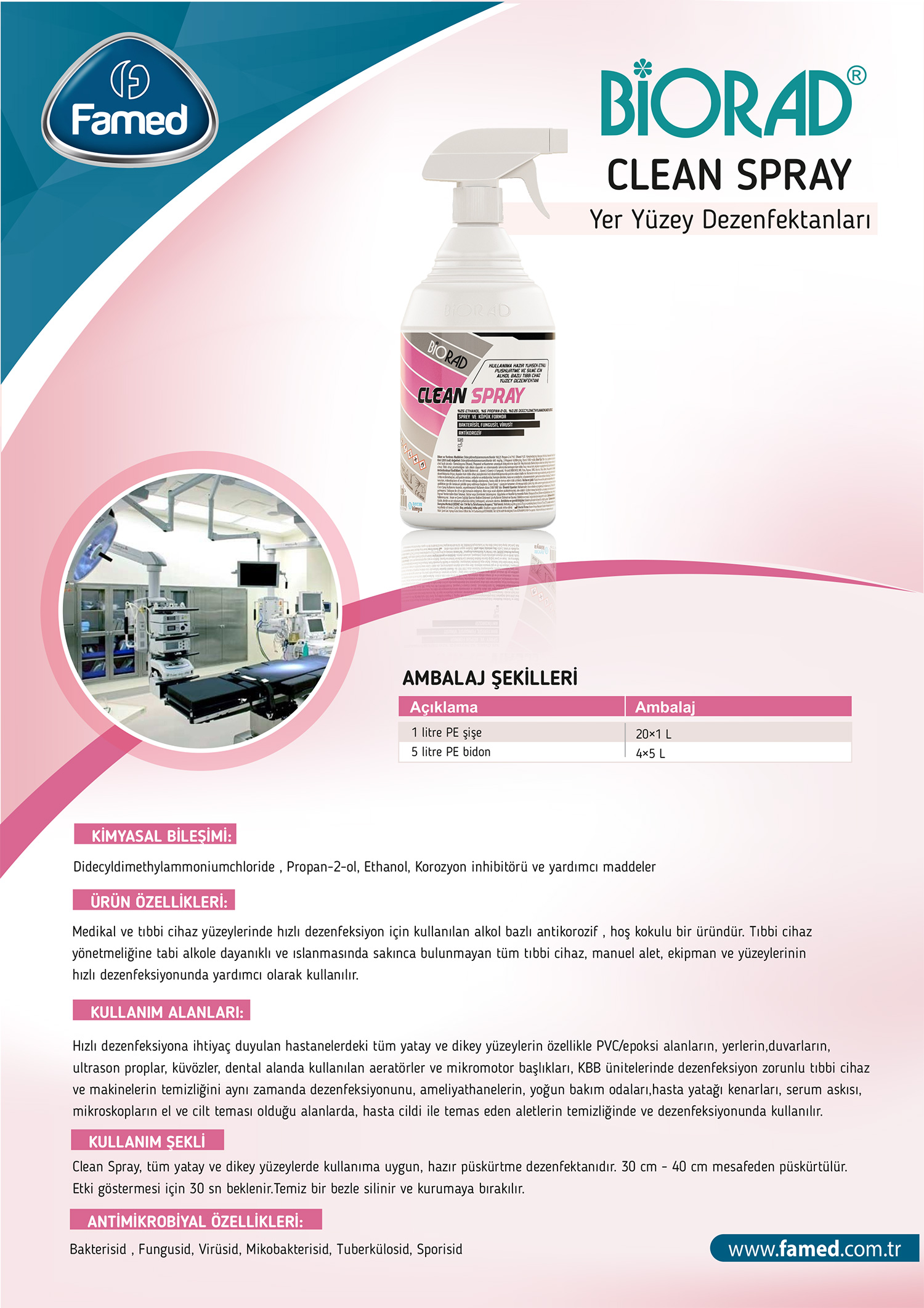 Yer Yüzey Dezenfektan Clean Spray