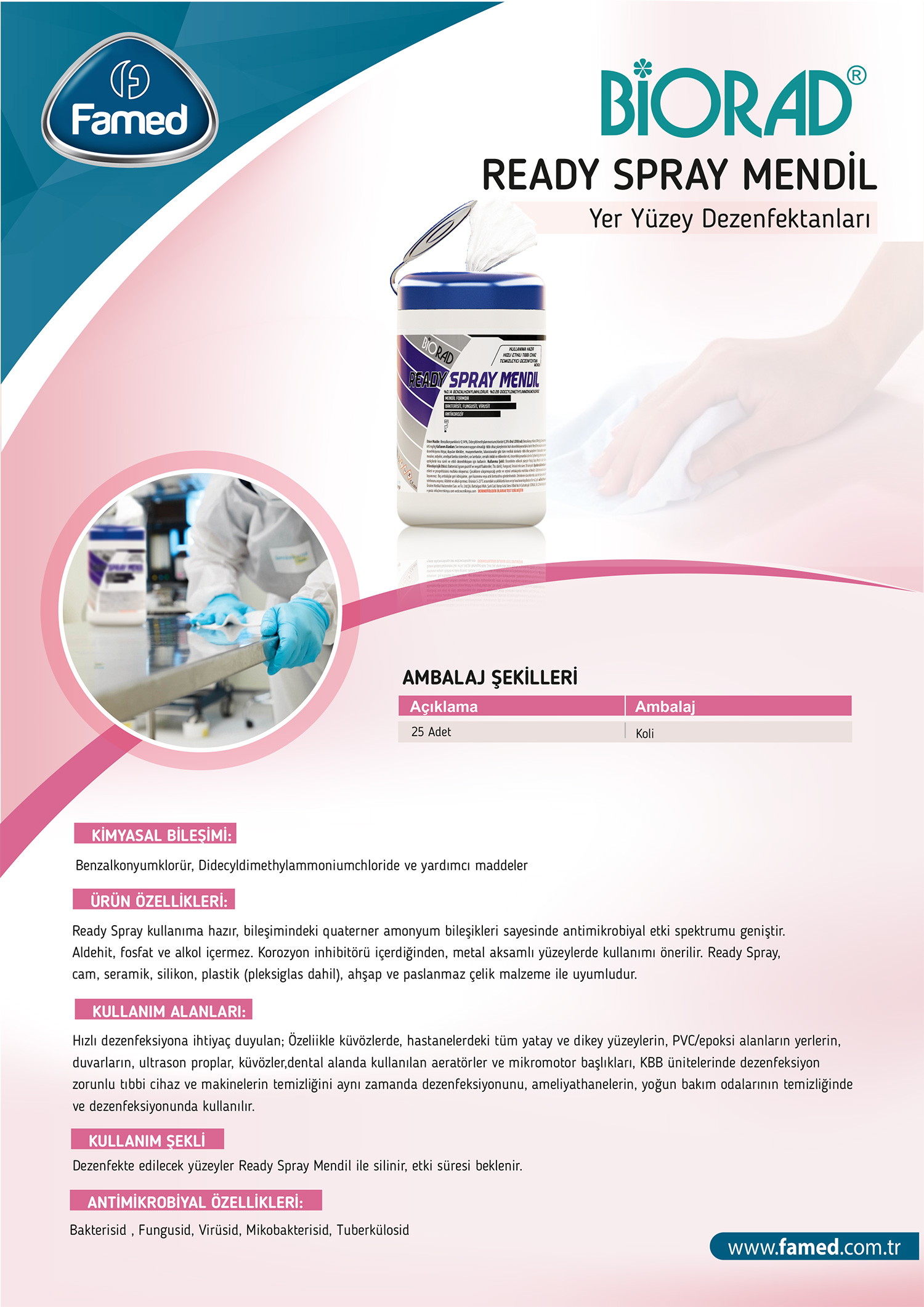 Yer Yüzey Dezenfektan Ready Spray Mendil
