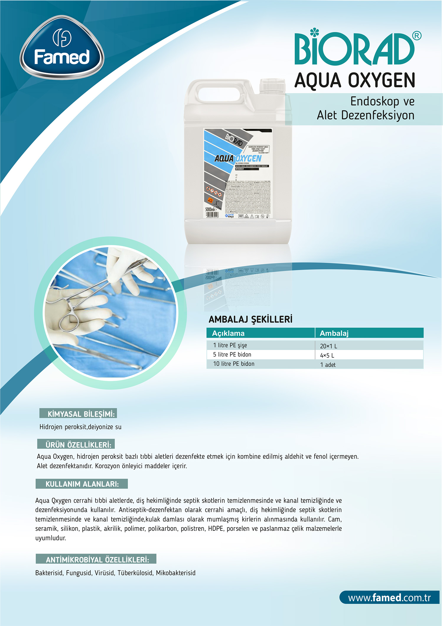 Yüksek Düzey Endoskopi ve Alet Dezenfektan Aqua Oxygen