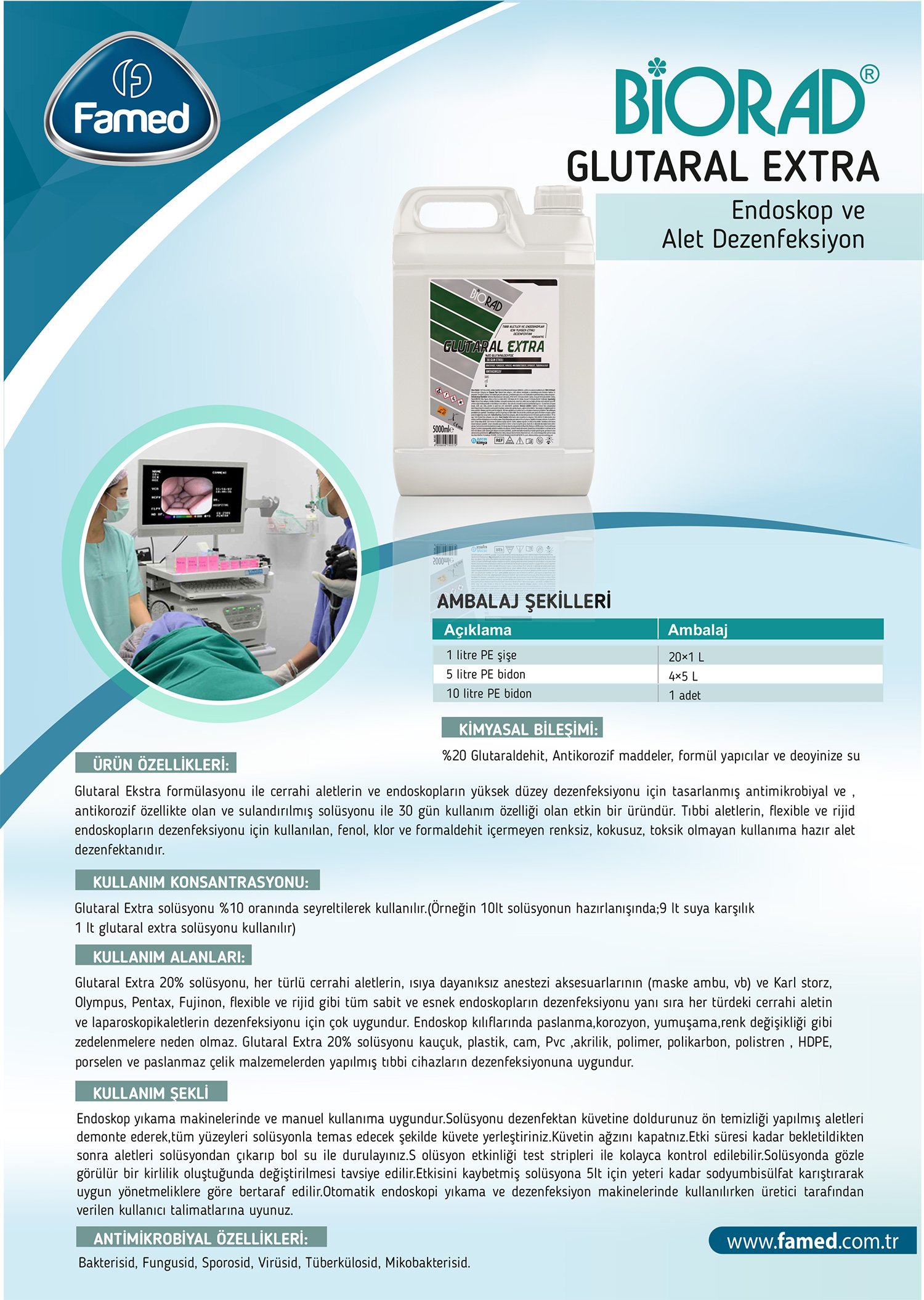 Yüksek Düzey Endoskopi ve Alet Dezenfektan Glutaral Extra
