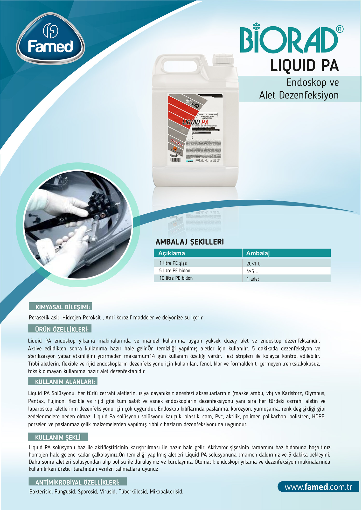 Yüksek Düzey Endoskopi ve Alet Dezenfektan Liquid PA