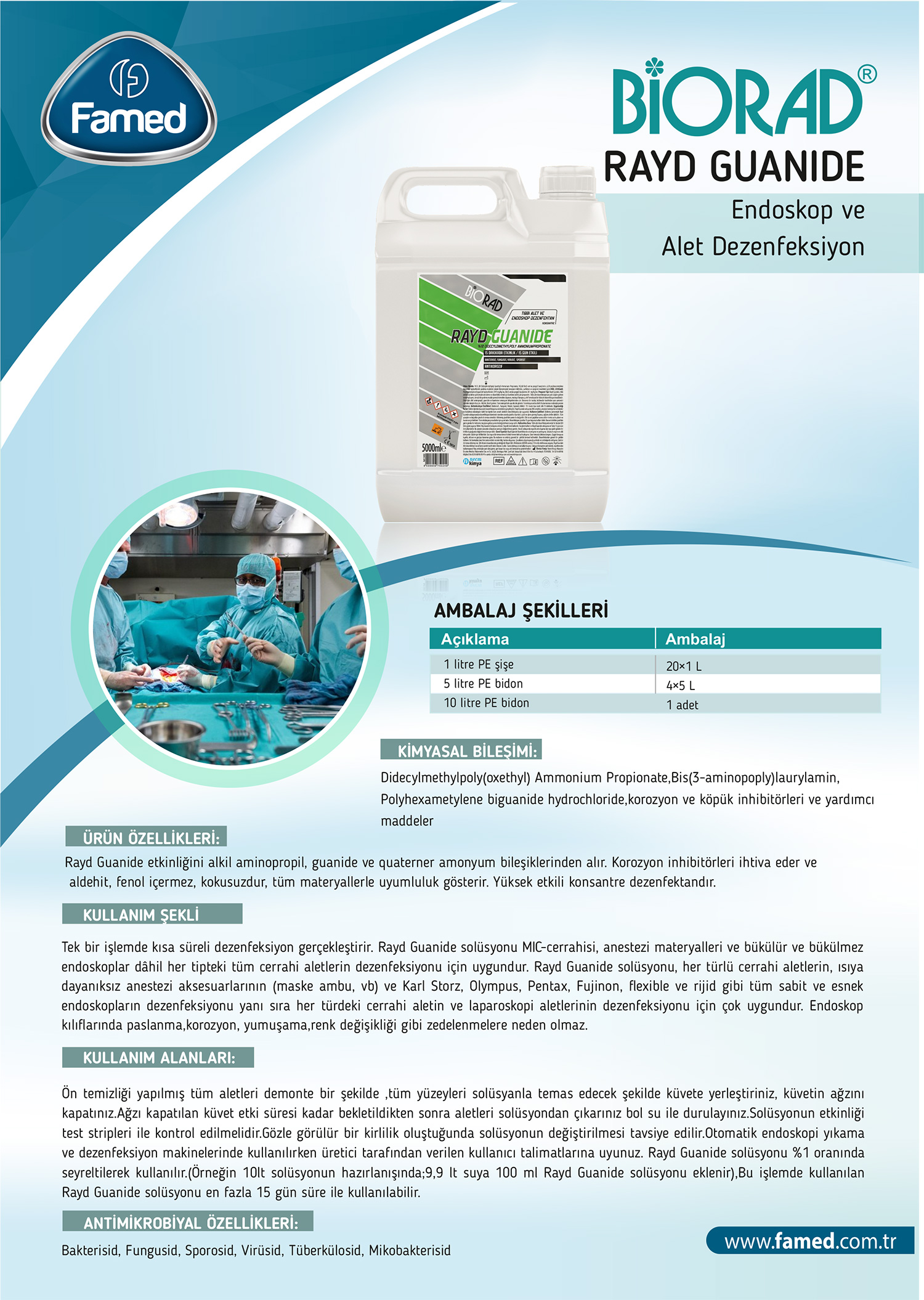 Yüksek Düzey Endoskopi ve Alet Dezenfektan Rayd Guanide