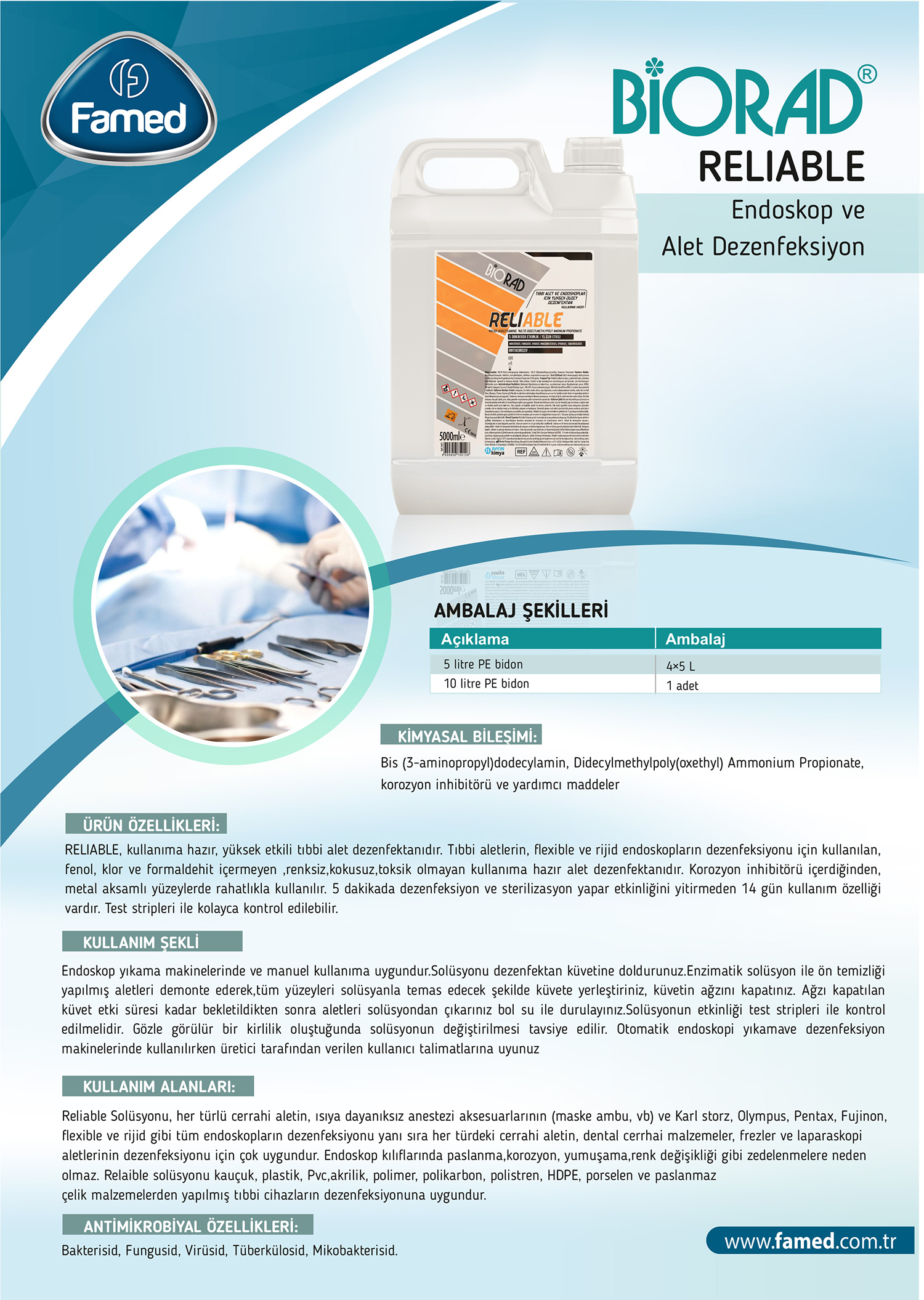 Yüksek Düzey Endoskopi ve Alet Dezenfektan Reliable