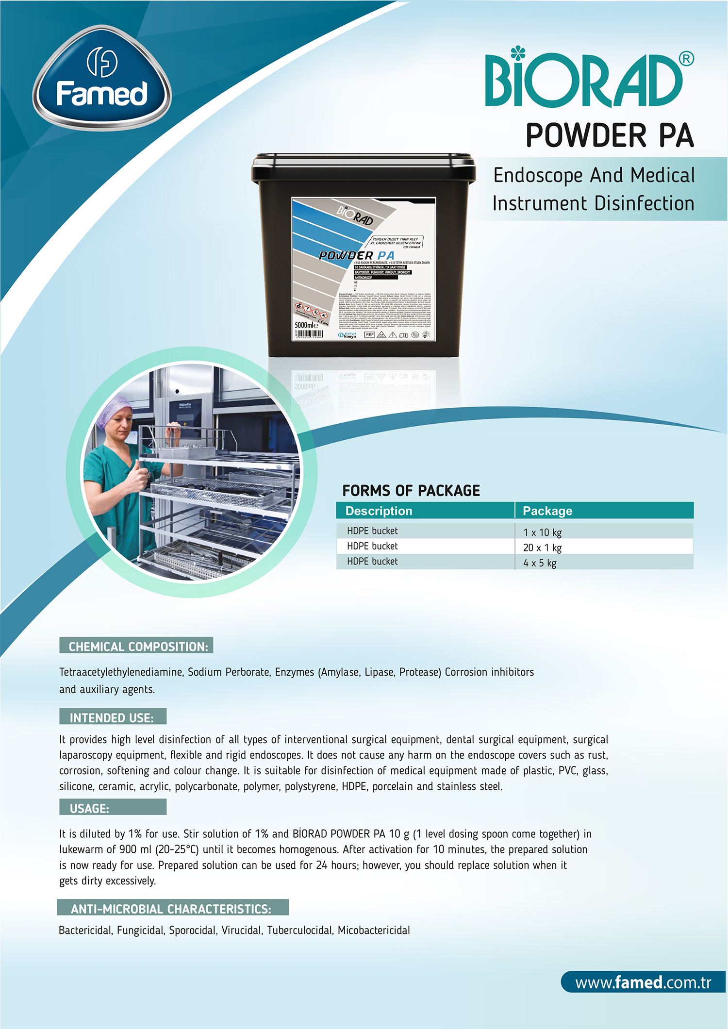 Powder PA Endoscope And Medical Instrument Disinfection